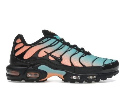 Мужские кроссовки Nike Air Max Plus South Beach, черные с зелено-оранжевыми акцентами