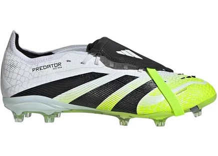 Детские бутсы adidas predator elite fg, бело-черно-лимонные