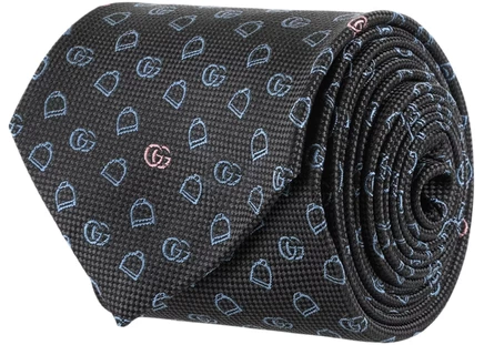 Мужской шелковый жаккардовый галстук Gucci, серо-голубой