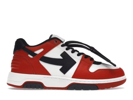 Мужские кроссовки Off-White Out Of Office OOO Low, черно-бело-красные