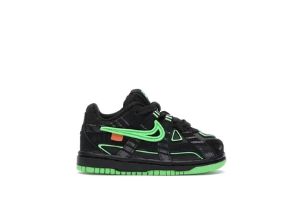 Детские кроссовки Nike Air Rubber Dunk Off-White, черно-бело-зеленые