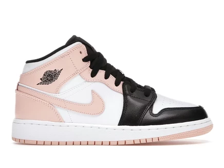 Детские кроссовки Jordan 1 Mid, бело-оранжево-черные