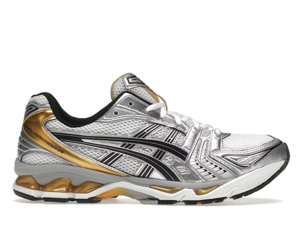 Мужские кроссовки Asics Gel-Kayano 14, белые с золотыми акцентами