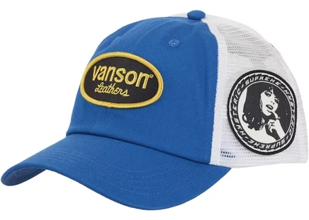 Унисекс кепка Supreme Vanson кожаная с сеткой, синяя