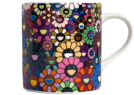 Кружка Takashi Murakami Flower All Over, черная с разноцветным принтом