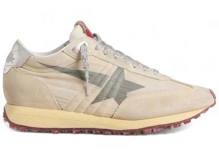 Женские кроссовки Golden Goose Marathon, бежевые с красной звездой
