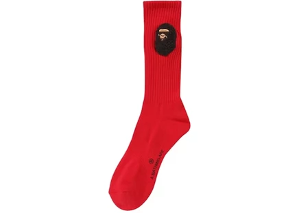 Мужские носки BAPE Balloon Yarn Ape Head, красные
