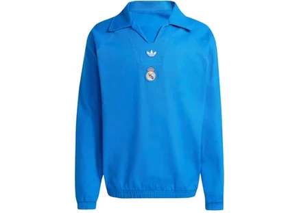 Мужская толстовка Adidas Real Madrid Terrace Icons Drill, голубая с белым