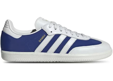 Мужские кроссовки Adidas Samba OG, кристально-белые с королевским синим