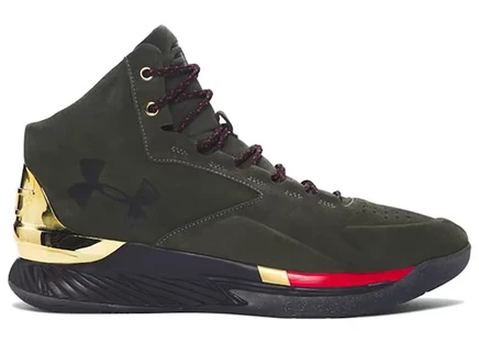 Мужские кроссовки Under Armour Curry 1 Lux Mid из замши, зеленые