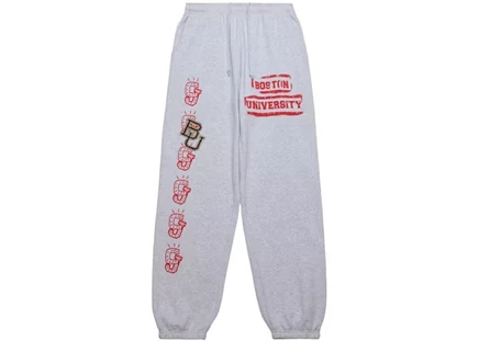 Унисекс спортивные штаны Travis Scott x Mitchell & Ness Boston University Classic, серый меланж