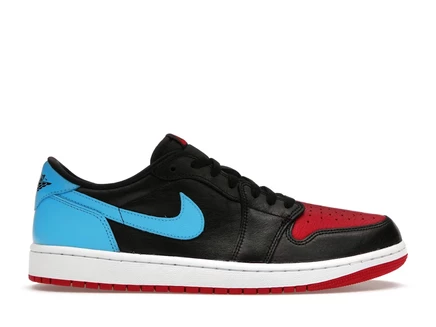 Женские кроссовки Jordan Air Jordan 1 Retro Low OG NC to Chi, черные/светло-голубые/красные