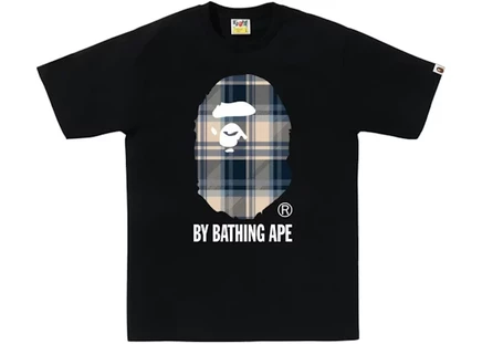 Футболка Bape Check by Bathing Ape FW25, черно-синяя