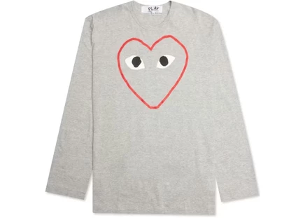 Унисекс лонгслив comme des garcons play red heart, серый