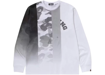 Мужская футболка Bape Patch Work Print с длинным рукавом, белая