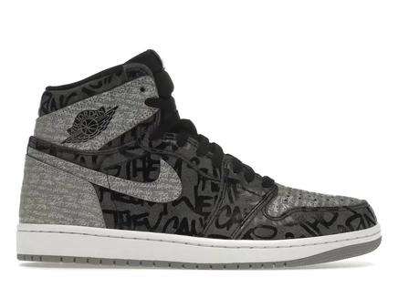 Мужские кроссовки Jordan 1 Retro High OG Rebellionaire, черно-белые с серым