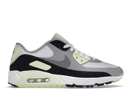 Мужские гольф-кроссовки nike air max 90, бело-серо-желтые