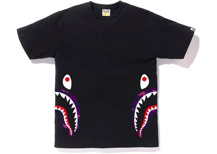 Унисекс футболка Bape Side Shark, черно-фиолетовая