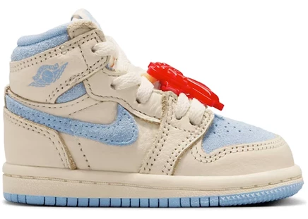 Детские кроссовки Jordan 1 Retro High OG, бежево-голубые
