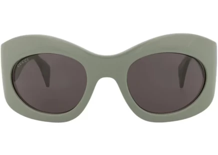 Солнечные очки Gucci Shield-Frame, зеленые/серо-зеленые