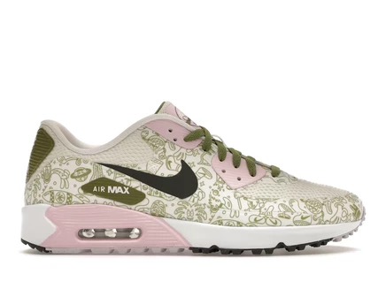 Мужские гольф-кроссовки Nike Air Max 90 Golf, бело-розово-зеленые