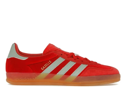 Женские кеды Adidas Gazelle Indoor, алые/мятно-зеленые