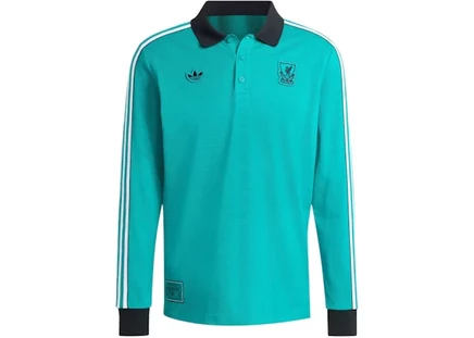 Мужская поло с длинным рукавом Adidas Liverpool FC Terrace Icons, морской зелёный