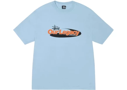 Мужская футболка Stussy x Our Legacy Swirl, нежно-голубая
