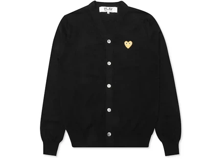 Унисекс кардиган Comme des Garcons Play Gold Heart вязаный, черный