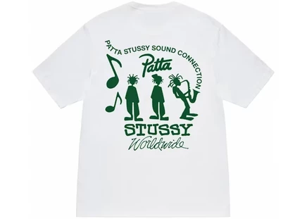 Мужская футболка Stussy x Patta Sound Connection, белая