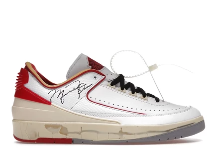 Мужские кроссовки Jordan 2 Retro Low Off-White, бело-красные