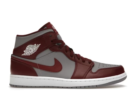 Мужские кроссовки Jordan 1 Mid, вишнёво-красные