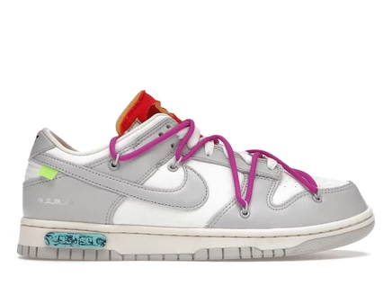 Мужские кроссовки Nike Dunk Low Off-White Lot 45, бело-серые