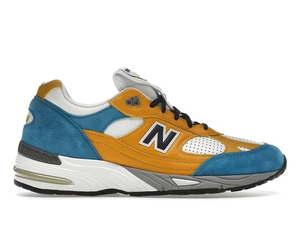 Мужские кроссовки new balance 991 miuk sns, сине-желтые