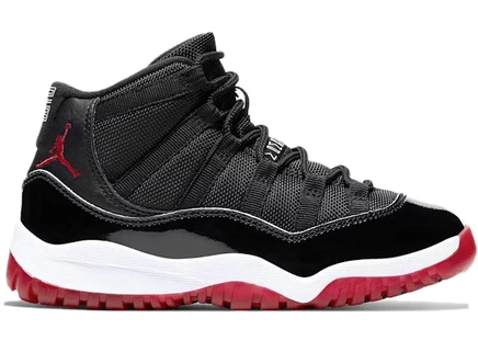 Детские кроссовки Jordan 11 Playoffs PS, черно-красные