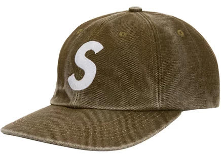 Унисекс 6-панельная кепка Supreme Pigment Coated Canvas S Logo, коричневая