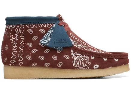 Мужские ботинки Clarks Wallabee, кирпичные с узором пейсли