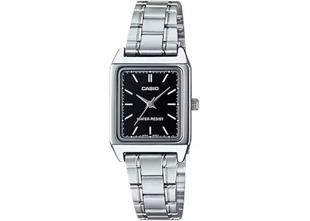 Женские часы Casio LTP-V007D-1E из нержавеющей стали, кварцевые, черный циферблат