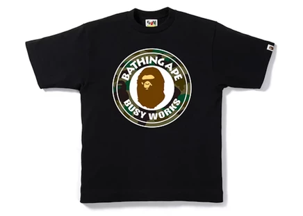 BAPE 1st Camo Busy Works Tee Black/Green black/green