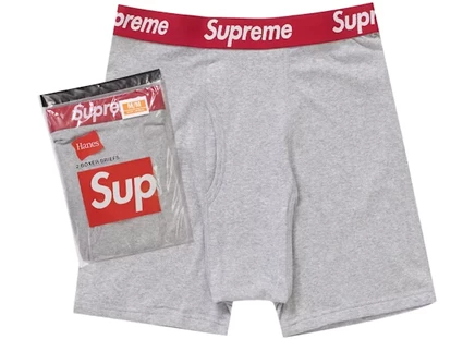 Унисекс боксеры Supreme x Hanes (2 шт.), серый меланж