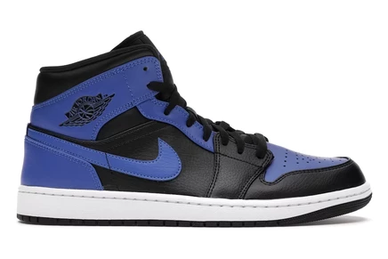 Мужские кроссовки Jordan 1 Mid, кожаные, черно-сине-белые