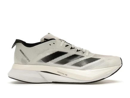 Мужские беговые кроссовки Adidas Adizero Boston 12, бело-черные с металликом