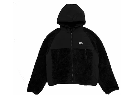 Куртка с капюшоном Stussy Sherpa Paneled, черная