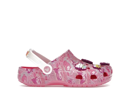Женские кроксы Crocs Classic Clog Hello Kitty and Friends, розово-белые
