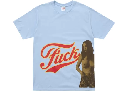 Мужская футболка Supreme Hysteric Glamour Fuck, голубая