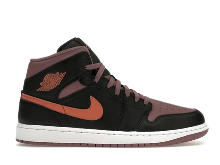 Мужские кроссовки Jordan 1 Mid SE, чёрно-лилово-белые