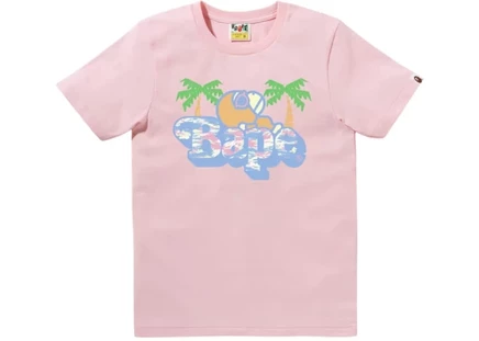 BAPE Palm Tree Pattern Milo On Bape Tee Pink pink