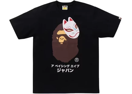 Мужская футболка Bape Japanese Fox Mask, черная