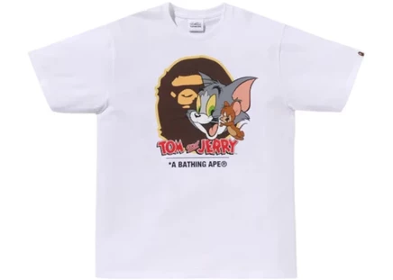 Мужская футболка Bape x Tom and Jerry 85th Ape Head, белая