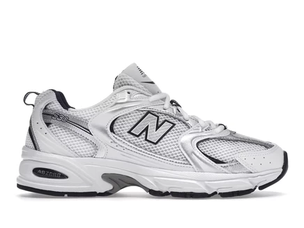 Мужские кроссовки New Balance 530 бело-серебристые с темно-синими вставками